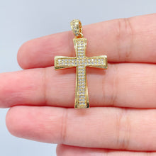 Load image into Gallery viewer, 18k Gold Filled Cross Pendant Charm: Colorful Cubic Zirconia, Religious Jewelry