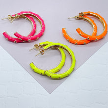 Load image into Gallery viewer, 18k Gold Filled Hoop Earrings: Colorful Enamel with Stars (35mm)