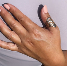 Load image into Gallery viewer, Fine 18k Gold Filled Multiple Fancy Waves Ring, Simple Plain Gold Waves OR Tricolor Waves Ring, Ocean Nautica Jewelry