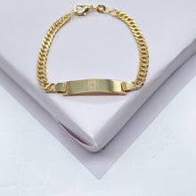 Load image into Gallery viewer, 18k Gold Filled Cuban Link ID Children’s Bracelet, Curb Chain Bar Bracelet Kids,