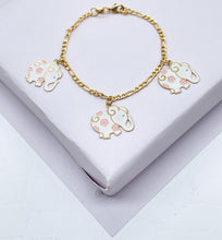 Load image into Gallery viewer, 18k Gold Filled Children’s Charm Bracelet: Elephant, Bee, Duck