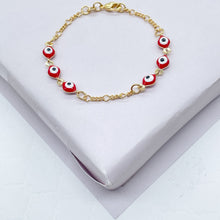 Load image into Gallery viewer, 18k Gold Filled Red Evil Eye Kids Bracelet Protection