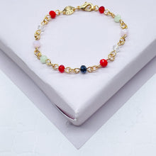 Load image into Gallery viewer, 18k Gold Filled Beaded Kids Bracelet With a Variety Of Multi Color Acrylic Faceted Beads