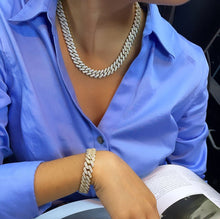 Load image into Gallery viewer, 18k Gold Filled CZ Miami Cuban Link Chain Bracelet or Necklace