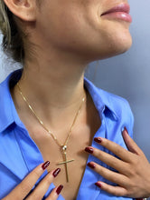 Load image into Gallery viewer, 18k Gold Filled VintageThin Plain Cross Pendant Charm, Silver, Rose Gold, Minimalist Jewelry Supplies