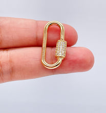 Load image into Gallery viewer, 18k Gold Filled Carabiner Clasp With Closer Made of Pave Stones