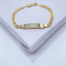 Load image into Gallery viewer, 18k Gold Filled Cuban Link ID Children’s Bracelet, Curb Chain Bar Bracelet Kids,