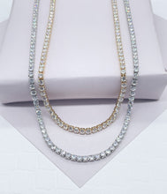 Load image into Gallery viewer, 18k Gold Filled 3mm Tennis Necklace Available In Silver Cubic Zirconia Necklace Chain Jewelry