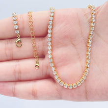 Load image into Gallery viewer, 18k Gold Filled 3mm Tennis Necklace Available In Silver Cubic Zirconia Necklace Chain Jewelry