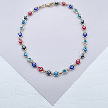 Load image into Gallery viewer, 18k Gold Filled Multicolor Evil Eye Anklet Protection Jewelry