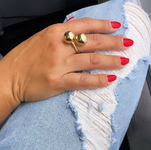 Load image into Gallery viewer, 18k Gold Filled Dual Designer Plain Large Ball Adjustable Ring Wholesale Jewelry