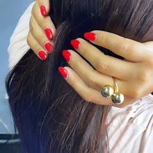 Load image into Gallery viewer, 18k Gold Filled Dual Designer Plain Large Ball Adjustable Ring Wholesale Jewelry