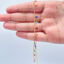Load image into Gallery viewer, 18k Gold Filled Multicolor Tiny Teardrop Charm Anklet, Colorful Jewelry, Extra delicate