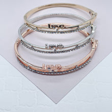 Load image into Gallery viewer, 18k Gold Filled Cubic Zirconia 'Love' Bangle Bracelet
