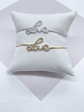 Load image into Gallery viewer, 18k Gold Filled Love Bracelet: Cubic Zirconia Slider Bracelet