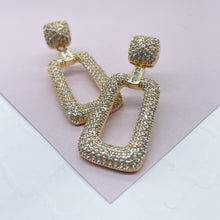 Load image into Gallery viewer, 18K Gold Filled Square Micro Pave Cubic Zicornia Dangling Party Earrings