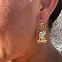 Load image into Gallery viewer, 18k Gold Filled Chubby Teddy Bear Dangling Earrings Supplies