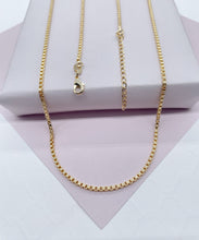 Load image into Gallery viewer, Dainty 18k Gold Filled 2mm Box Chain Necklace Supplies Designers
