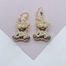 Load image into Gallery viewer, 18k Gold Filled Chubby Teddy Bear Dangling Earrings Supplies