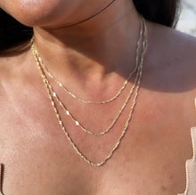 Load image into Gallery viewer, 18k Gold Filled 1mm Dainty Singapore Chain Necklace Supplies Creative Styling and Design Layers