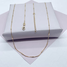 Load image into Gallery viewer, 18k Gold Filled 1mm Dainty Interspersed Bar Dash Box Chain Necklace Supplies Designers