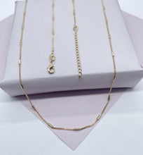 Load image into Gallery viewer, 18k Gold Filled 1mm Dainty Interspersed Bar Dash Box Chain Necklace Supplies Designers