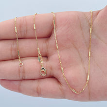 Load image into Gallery viewer, 18k Gold Filled 1mm Dainty Interspersed Bar Dash Box Chain Necklace Supplies Designers