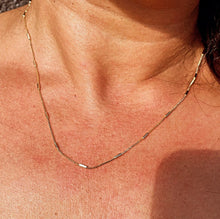 Load image into Gallery viewer, 18k Gold Filled 1mm Dainty Interspersed Bar Dash Box Chain Necklace Supplies Designers