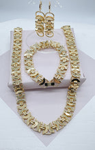 Load image into Gallery viewer, Vintage Chunky Design Set in 18k Gold Filled 12 mm Thickness, Necklace, Bracelet, Earrings