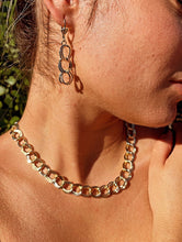 Load image into Gallery viewer, Chunky Hollowed 18k Gold Filled Double Rugged Link Light Set Necklace, Earrings and Bracelet,