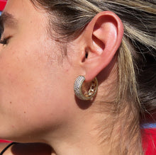Load image into Gallery viewer, 18K Gold Filled Micro Pave Cubic Zirconia Clicker Hoop Earrings