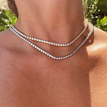 Load image into Gallery viewer, 18k Gold Filled 3mm Tennis Necklace Available In Silver Cubic Zirconia Necklace Chain Jewelry