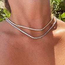 Load image into Gallery viewer, 18k Gold Filled 3mm Tennis Necklace Available In Silver Cubic Zirconia Necklace Chain Jewelry