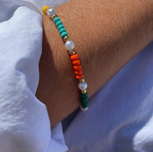 Load image into Gallery viewer, 18k Gold Filled Colorful Bead And Pearl Bracelet, Stackable Color Bracelet,