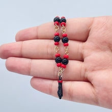 Load image into Gallery viewer, 18k Gold Filled Beaded Anklet: Black Figa Charm, Good Luck Protection