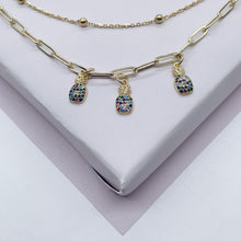 Load image into Gallery viewer, 18k Gold Filled Multi-Color CZ Butterfly Charm Anklet