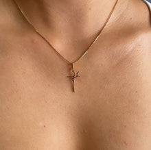 Load image into Gallery viewer, 18k Gold Filled Box Chain Necklace With Minimalistic Faith Design Cross Fe Jewelry