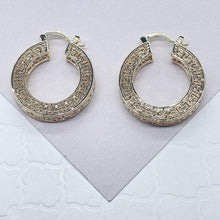 Load image into Gallery viewer, Gorgeous Unique 18k Gold Filled Geometric Three Sides Roman Patterned Hoop Earrings Jewelry Luxury Fine Woman