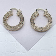 Load image into Gallery viewer, 18k Gold Filled Hoop Earrings: Geometric Roman Pattern