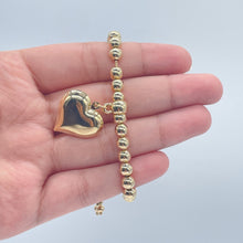 Load image into Gallery viewer, 18k Gold Filled Beaded Bracelet with Chunky Heart Charm