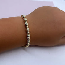Load image into Gallery viewer, 18k Gold Filled Crackle Beaded Kids Bracelet Featuring Fancy Corrugated Small Gold Beads