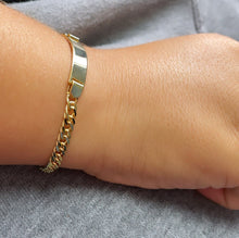 Load image into Gallery viewer, 18k Gold Filled Cuban Link ID Children’s Bracelet, Curb Chain Bar Bracelet Kids,