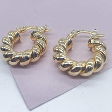 Load image into Gallery viewer, 18k Gold Filled Chunky Croissant Style Hoop Earrings, Very Light Hallowed
