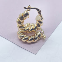 Load image into Gallery viewer, 18k Gold Filled Chunky Croissant Style Hoop Earrings, Very Light Hallowed