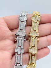 Load image into Gallery viewer, Iced 18k Gold Filled Cross Link Bracelet: Cubic Zirconia Jewelry