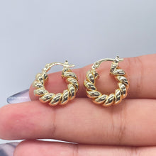 Load image into Gallery viewer, 18k Gold Filled Chunky Croissant Style Hoop Earrings, Very Light Hallowed