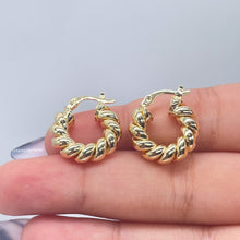 Load image into Gallery viewer, 18k Gold Filled Croissant Hoop Earrings: Chunky Twisted Jewelry