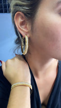 Load image into Gallery viewer, 18k Gold Filled Hoop Earrings with Twisted Thread & Cubic Zircon