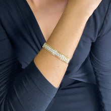 Load image into Gallery viewer, 18k Gold Filled Cuff Bracelet: Twisted Wire & Cubic Zirconia
