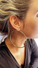 Load image into Gallery viewer, 18k Gold Filled Hoop Earrings: Large Thin Thread Hoops (80mm)
